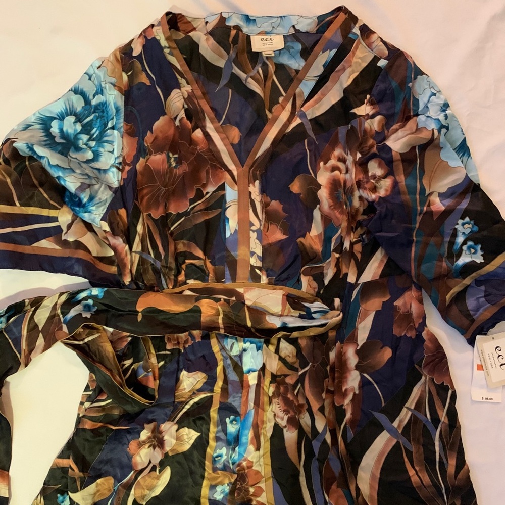 ECI Long Sleeve Waist Tie Blouse